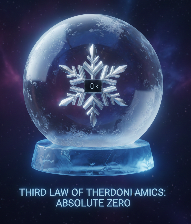Introduction: Why Absolute Zero Is More Than Just a Number Have you ever wondered what happens when things get as cold as physically possible? This question leads us straight into the third law of thermodynamics, one of the most fascinating principles in physics. Unlike the first and second laws, which deal with energy and entropy in everyday processes, the third law explores the strange behavior of matter near absolute zero. In simple terms, the third law of thermodynamics explains how entropy behaves as temperature approaches absolute zero (0 Kelvin). This law isn’t just theoretical—it plays a critical role in physics, chemistry, cryogenics, and modern technology. Let’s break it down step by step, without jargon overload, and see why this law matters more than you might think. What Is the Third Law of Thermodynamics? The third law of thermodynamics states: As the temperature of a perfect crystalline substance approaches absolute zero, its entropy approaches zero. In plain language, this means that at absolute zero, a perfectly ordered crystal would have only one possible microscopic arrangement, leaving no randomness or disorder. Key ideas behind the law: Absolute zero is 0 Kelvin (−273.15°C) Entropy measures disorder or randomness At absolute zero, molecular motion nearly stops Perfect order means minimum entropy This law helps scientists define entropy on an absolute scale, rather than just comparing changes. Understanding Entropy in Simple Terms Before going further, let’s quickly clear up what entropy really means. Entropy is often described as: Disorder Randomness The number of ways particles can be arranged Think of a messy room versus a clean one: Messy room → high entropy Organized room → low entropy At absolute zero, particles are arranged in the most orderly way possible. No chaos, no randomness—just perfect structure. Absolute Zero: Can We Ever Reach It? What Is Absolute Zero? Absolute zero is the lowest theoretical temperature: 0 Kelvin −273.15°C −459.67°F At this temperature: Atomic motion is at its minimum Thermal energy is almost zero Entropy reaches its lowest possible value Is Absolute Zero Achievable? Here’s the twist: absolute zero cannot be reached. The third law of thermodynamics also implies that: It would take an infinite number of steps It would require infinite energy removal Scientists can get extremely close—within billionths of a Kelvin—but never actually reach 0 K. Mathematical Statement of the Third Law of Thermodynamics In thermodynamic terms, the law can be written as: lim (T → 0) S = 0 Where: T = temperature S = entropy This equation applies specifically to perfect crystalline substances. Real materials often have small imperfections, which can leave a tiny amount of residual entropy. Why the Third Law of Thermodynamics Matters You might be thinking, “If we can’t reach absolute zero, why does this law matter?” Great question. The third law has huge practical importance. Major implications include: Defining absolute entropy values Understanding material behavior at low temperatures Designing cryogenic systems Advancing quantum physics research Without this law, modern low-temperature physics would simply fall apart. Practical Applications of the Third Law of Thermodynamics 1. Cryogenics and Low-Temperature Physics Cryogenics deals with extremely low temperatures. The third law helps scientists: Predict how materials behave near 0 K Design superconducting systems Develop ultra-sensitive detectors 2. Superconductivity Some materials become superconductors at very low temperatures, meaning: Zero electrical resistance No energy loss Understanding entropy changes near absolute zero is essential for developing superconducting technologies. 3. Chemistry and Thermodynamic Calculations The third law allows chemists to: Calculate absolute entropies Predict reaction feasibility Understand phase transitions This is especially important in physical chemistry and chemical engineering. 4. Quantum Computing Quantum systems are extremely sensitive to thermal noise. Cooling systems guided by the third law help: Reduce entropy Maintain quantum coherence Improve computational accuracy Limitations and Real-World Considerations While powerful, the third law comes with limitations. It assumes: Perfect crystalline structures No defects or impurities In reality: Most substances are imperfect Some materials retain residual entropy Glasses and amorphous solids behave differently This doesn’t invalidate the law—it just means scientists must apply it carefully. Comparison With Other Laws of Thermodynamics Let’s put the third law in context. First Law: Energy Conservation Energy cannot be created or destroyed Second Law: Entropy Increases Natural processes increase total entropy Third Law: Entropy at Absolute Zero Entropy approaches zero as temperature approaches 0 K Together, these laws form the backbone of classical thermodynamics. Common Misconceptions About the Third Law “Entropy becomes zero for all substances at absolute zero” ❌ Not true. Only perfect crystals have zero entropy. “Absolute zero can be reached with better technology” ❌ The third law says it’s fundamentally impossible. “The law only matters in theory” ❌ It has real-world applications in physics, chemistry, and engineering. Simple Example to Visualize the Third Law Imagine a deck of cards: Shuffled deck → high entropy Perfectly ordered deck → low entropy As temperature drops: Molecular motion slows The “deck” becomes more ordered At absolute zero, the cards are arranged in one exact order—no alternatives. That’s minimum entropy. Importance of the Third Law in Education and Research The third law of thermodynamics is a cornerstone topic in: Physics curricula Chemistry textbooks Engineering studies It bridges classical thermodynamics and quantum mechanics, making it essential for advanced scientific research. FAQs About the Third Law of Thermodynamics What is the third law of thermodynamics in simple words? It states that as temperature approaches absolute zero, the entropy of a perfect crystal approaches zero. Why can’t absolute zero be reached? Because removing the last bit of thermal energy would require infinite steps and infinite time. Does entropy always become zero at 0 K? Only for perfect crystalline substances. Real materials may retain residual entropy. Who proposed the third law of thermodynamics? It was developed through the work of Walther Nernst in the early 20th century. How is the third law used in real life? It’s used in cryogenics, superconductivity, quantum computing, and thermodynamic calculations. Is the third law related to quantum mechanics? Yes. At extremely low temperatures, quantum effects dominate, making the law highly relevant. Conclusion: Why the Third Law Still Matters Today The third law of thermodynamics may focus on an unreachable temperature, but its impact is very real. It defines the limits of cooling, explains material behavior at low temperatures, and supports breakthroughs in modern science and technology. If you’re studying physics, chemistry, or engineering—or simply curious about how nature works at its extremes—understanding this law gives you a deeper appreciation of the universe’s hidden order. Want to go further? Explore how the second and third laws work together, or dive into real-world applications like superconductors and quantum devices. The coldest ideas often lead to the hottest discoveries.