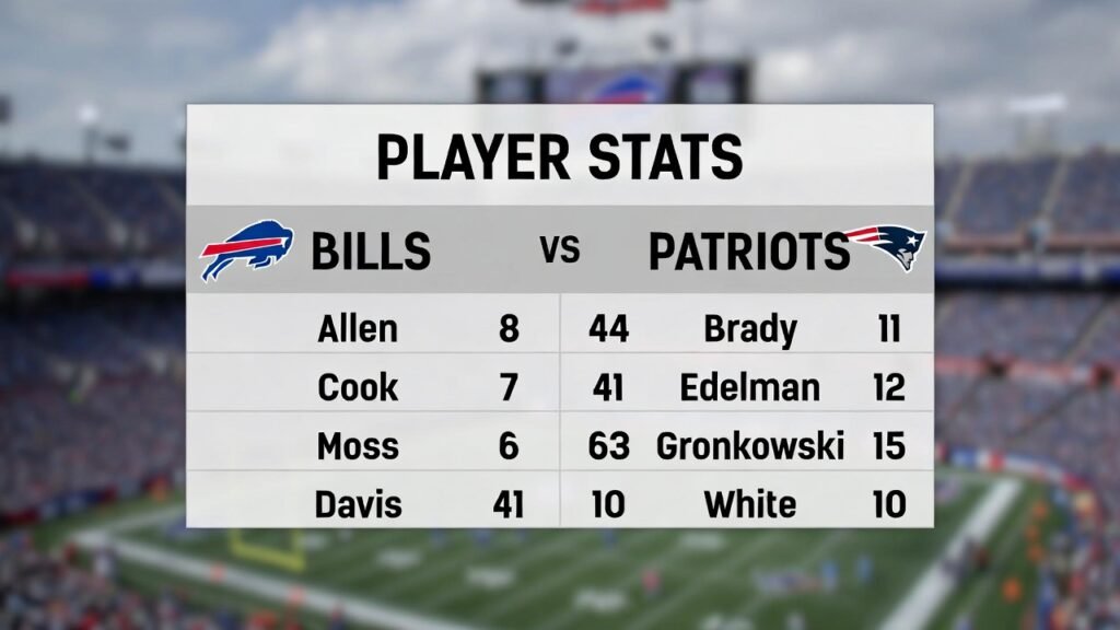 buffalo bills vs new england patriots match player stats